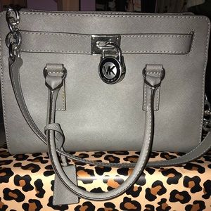 Micheal Kors Hamilton 18k East/West Satchel Silver